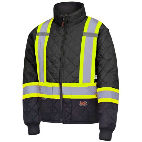 Woolwich - HI-VIZ BLACK QUILTED FREEZER/WORK SAFETY JACKET Thumbnail